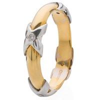 pre owned 18ct two colour gold diamond set kiss band ring 4185973