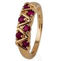 Pre-Owned 14ct Yellow Gold Ruby Six Stone Ring 4309155