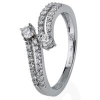 Pre-Owned 14ct White Gold Diamond Crossover Ring 4328054