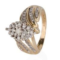 Pre-Owned 9ct Yellow Gold Marquise Shape Diamond Cluster Ring 4332645