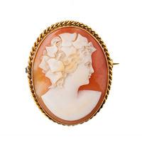 pre owned 9ct yellow gold cameo brooch 4113188