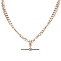 Pre-Owned 9ct Rose Gold Curb Chain and T-bar Necklace 4103099