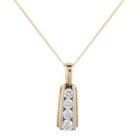 Pre-Owned 9ct Two Colour Gold Four Stone Diamond Pendant Necklace 4156455