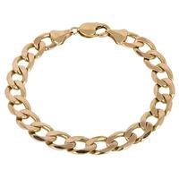 Pre-Owned 9ct Yellow Gold Mens Flat Curb Chain Bracelet 4174883
