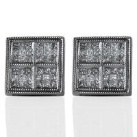 Pre-Owned 14ct White Gold Square Princess Cut Diamond Set Cluster Earrings 4317057
