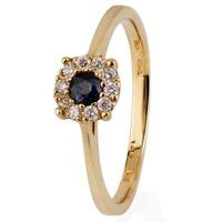 pre owned 14ct yellow gold sapphire and diamond cluster ring 4328042