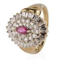 Pre-Owned 9ct Yellow Gold Ruby and Diamond Ballerina Ring 4332769