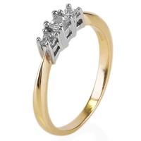 Pre-Owned 9ct Yellow Gold Princess Cut Trilogy Ring 4111104