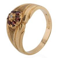 Pre-Owned 9ct Yellow Gold Garnet and Diamond Cluster Ring 4311043