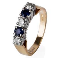 pre owned 14ct yellow gold diamond and sapphire five stone ring 433275 ...