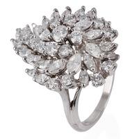 Pre-Owned 9ct White Gold Marquise and Brilliant Cut Diamond Cluster Ring 4332708