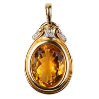 Pre-Owned 14ct Yellow Gold Citrine and Diamond Pendant 4314903