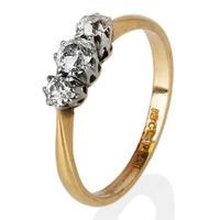 pre owned gold old cut diamond three stone ring 4148496