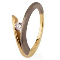 Pre-Owned 18ct Two Colour Gold Diamond Twist Solitaire Ring 4111196