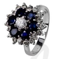 Pre-Owned 14ct White Gold Sapphire and Diamond Cluster Ring 4148049