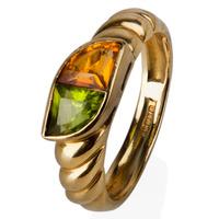 pre owned 18ct yellow gold citrine and peridot ring 4146674