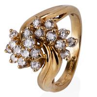 Pre-Owned 14ct Yellow Gold Diamond Spray Cluster Ring 4332701