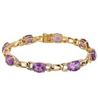pre owned 9ct yellow gold amethyst and diamond bracelet 4128981