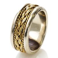 Pre-Owned 18ct Two Colour White and Yellow Gold Mens Celtic Style Spinning Ring 4187398