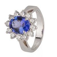 Pre-Owned 14ct White Gold Tanzanite and Diamond Cluster Ring 4328071
