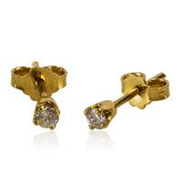 Pre-Owned 9ct Yellow Gold Four Claw Diamond Stud Earrings 4165415