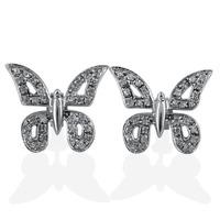 pre owned 14ct white gold diamond set butterfly stud earrings 4217701