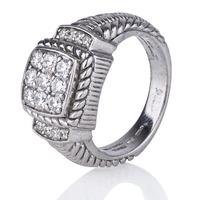 Pre-Owned Silver Judith Ripka Cubic Zirconia Cluster Ring 4334023