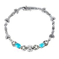 Pre-Owned 18ct White Gold Turquoise and Diamond Fancy Bracelet 4307652