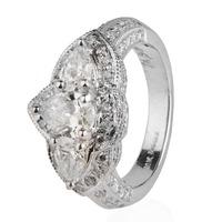 pre owned 18ct white gold pear cut diamond triple cluster ring 4332963