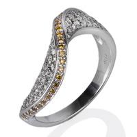 Pre-Owned 18ct White Gold White and Yellow Diamond Twist Ring 4148751