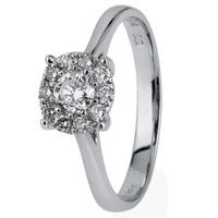 pre owned 14ct white gold diamond cluster ring 4328048