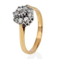 pre owned 9ct yellow gold nine stone set diamond cluster ring 4185479