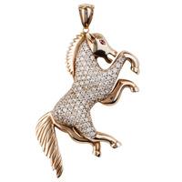 Pre-Owned 9ct Yellow Gold Cubic Zirconia Horse Pendant 4156372