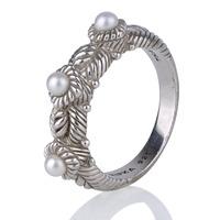 Pre-Owned Silver Judith Ripka Pearl Three Stone Ring 4334027