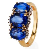 Pre-Owned Yellow Gold Kyanite and Diamond Trilogy Ring 4111178