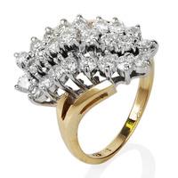 Pre-Owned 9ct Yellow Gold 3 Row Diamond Cluster Ring 4332477