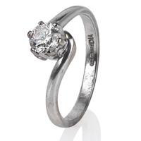 pre owned 18ct white gold diamond crossover ring 4185609