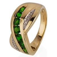 pre owned 9ct yellow gold diopside and diamond crossover ring 4145901