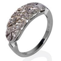 Pre-Owned 18ct White Gold Diamond Bark Ring 4332453