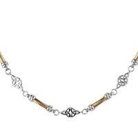 Pre-Owned 9ct Two Colour Gold Celtic Style Bar Link Necklace 4103169
