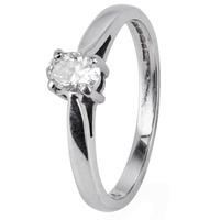 Pre-Owned 18ct White Gold Oval Diamond Solitaire Ring 4111007