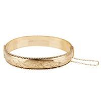 Pre-Owned 9ct Yellow Gold Engraved Hinged Bangle 4121920