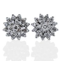 pre owned 18ct white gold diamond cluster stud earrings 4144883