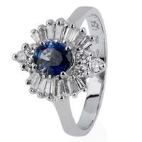 Pre-Owned 14ct White Gold Sapphire and Diamond Cluster Ring 4328044