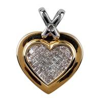 Pre-Owned 9ct Yellow Gold Diamond Set Heart Pendant 4314890
