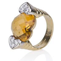 Pre-Owned 18ct Yellow Gold Heart Shaped Citrine and Diamond Ring 4332195