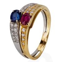 pre owned two colour gold sapphire ruby and diamond ring 4112140