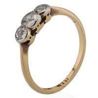 pre owned 18ct yellow gold platinum set diamond trilogy ring 4112250