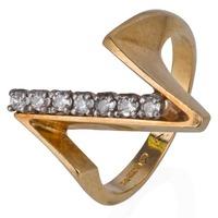 Pre-Owned 14ct Yellow Gold Diamond Set Zig Zag Ring 4332744