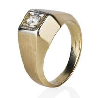 pre owned 9ct yellow gold diamond set signet ring 4332379
